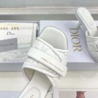 Dior Women CD Dio(r)evolution Heeled Slide White Quilted Cannage Calfskin (8)