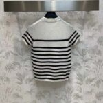 Dior Men CD Dioriviera Short Sleeved Sweater Marinière White Blue Cashmere Knit Signature - Image 3