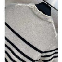 Dior Women CD Dioriviera Short Sleeved Sweater Marinière White Blue Cashmere Knit Signature (4)