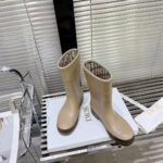 Dior Women CD Diorunion Rain Boot Beige Brown Two-Tone Rubber Dior Union Motif - Image 4