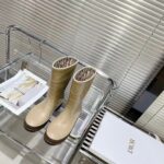 Dior Women CD Diorunion Rain Boot Beige Brown Two-Tone Rubber Dior Union Motif - Image 6