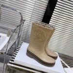 Dior Women CD Diorunion Rain Boot Beige Brown Two-Tone Rubber Dior Union Motif - Image 2