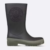 Dior Women CD Diorunion Rain Boot Black Khaki Two-Tone Rubber Dior Union Motif (1)