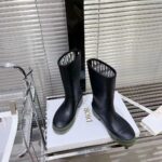 Dior Women CD Diorunion Rain Boot Black Khaki Two-Tone Rubber Dior Union Motif - Image 4