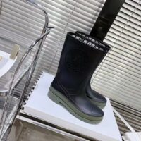 Dior Women CD Diorunion Rain Boot Black Khaki Two-Tone Rubber Dior Union Motif (1)