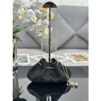 Dior Women CD Dream Bucket Bag Black Cannage Cotton Bead Embroidery (1)