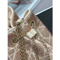 Dior Women CD Dream Bucket Bag Dusty Ivory Cannage Cotton Bead Embroidery (5)