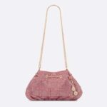 Borsa a secchiello Dior CD Dream da donna in cotone rosa etereo con ricamo di perline