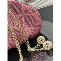 Dior Women CD Dream Bucket Bag Ethereal Pink Cannage Cotton Bead Embroidery (2)