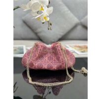 Dior Women CD Dream Bucket Bag Ethereal Pink Cannage Cotton Bead Embroidery (2)
