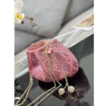 Dior Women CD Dream Bucket Bag Ethereal Pink Cannage Cotton Bead Embroidery - immagine 5