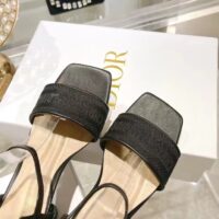 Dior Women CD Dway Heeled Sandal Black Embroidered Satin Lambskin 10 CM Heel (8)