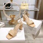 Dior Women CD Dway Heeled Sandal Nude Embroidered Satin Lambskin 10 CM Heel – Image 4