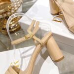 Dior Women CD Dway Heeled Sandal Nude Embroidered Satin Lambskin 10 CM Heel – Image 10