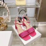 Dior Women CD Dway Heeled Sandal Rani Pink Embroidered Satin Lambskin - Image 4