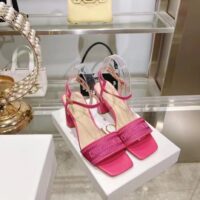 Dior Women CD Dway Heeled Sandal Rani Pink Embroidered Satin Lambskin (4)