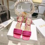 Dior Women CD Dway Heeled Sandal Rani Pink Embroidered Satin Lambskin - Image 3