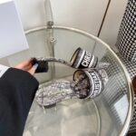 Dior Women CD Dway Heeled Slide White Black Embroidered Cotton Plan De Paris – Bild 9