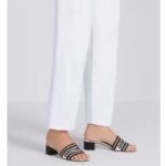 Dior Women CD Dway Heeled Slide White Black Embroidered Cotton Plan De Paris – Bild 12