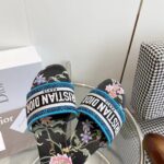 Dior Women CD Dway Slide Black Multicolor Embroidered Cotton Dior Petites Fleurs - Image 8