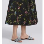 Dior Women CD Dway Slide Black Multicolor Embroidered Cotton Dior Petites Fleurs - Image 11