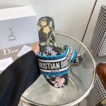 Dior Women CD Dway Slide Black Multicolor Embroidered Cotton Dior Petites Fleurs - Image 9