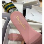 Dior Women CD Dway Slide Pink Cotton Embroidered Metallic Thread Strass - Image 7