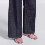 Dior Women CD Dway Slide Pink Cotton Embroidered Metallic Thread Strass - Image 9