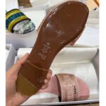 Dior Women CD Dway Slide Pink Cotton Embroidered Metallic Thread Strass - Image 8