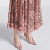 Dior Women CD J’Adior Slingback Pump Pink Gray Embroidered Cotton Toile De Jouy Sauvage (2)