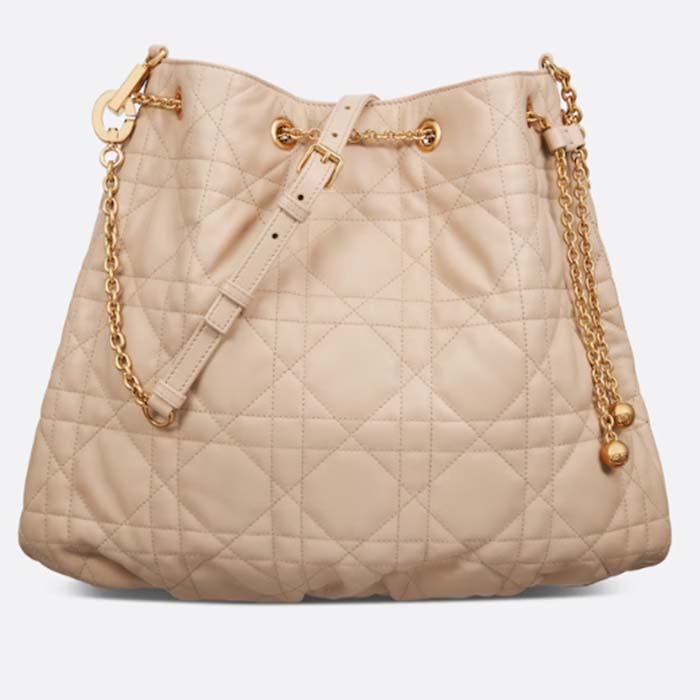 Dior Women CD Large Ammi Bag Aesthetic Beige Supple Macrocannage Lambskin