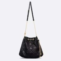 Dior Women CD Large Ammi Bag Black Supple Macrocannage Lambskin (9)