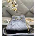 Dior Women CD Large Ammi Bag Ethereal Gray Supple Macrocannage Lambskin - Image 4