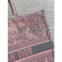 Dior Women CD Large Book Tote Pink Gray Toile De Jouy Sauvage Embroidery (3)