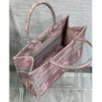 Dior Women CD Medium Book Tote Pink Gray Toile De Jouy Sauvage Embroidery – Image 5