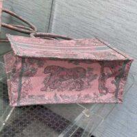Dior Women CD Medium Book Tote Pink Gray Toile De Jouy Sauvage Embroidery (2)