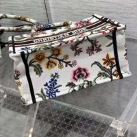 Dior Women CD Medium Book Tote White Multicolor Dior Petites Fleurs Embroidery (2)