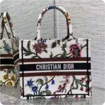 Dior Women CD Medium Book Tote White Multicolor Dior Petites Fleurs Embroidery - immagine 2