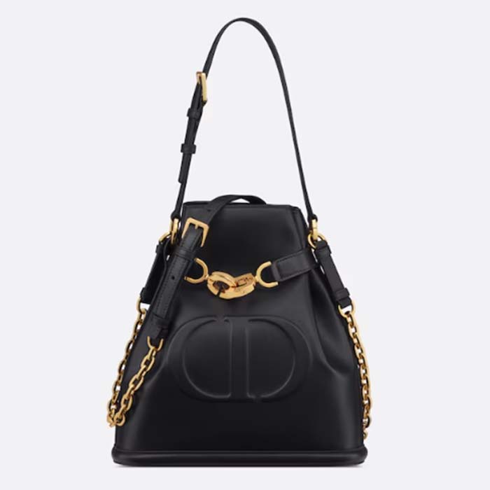 Dior Women CD Medium C'est Dior Bag Black CD-Embossed Calfskin