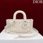 Dior Women CD Medium D-Joy Bag Latte Cannage Calfskin Diamond Motif - Image 2