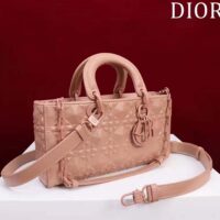 Dior Women CD Medium D-Joy Bag Rose Des Vents Cannage Calfskin Diamond Motif (8)