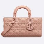 Dior Mujer CD Bolso mediano D-Joy Rose Des Vents Cannage Piel de becerro motivo rombos