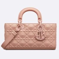 Dior Women CD Medium D-Joy Bag Rose Des Vents Cannage Calfskin Diamond Motif