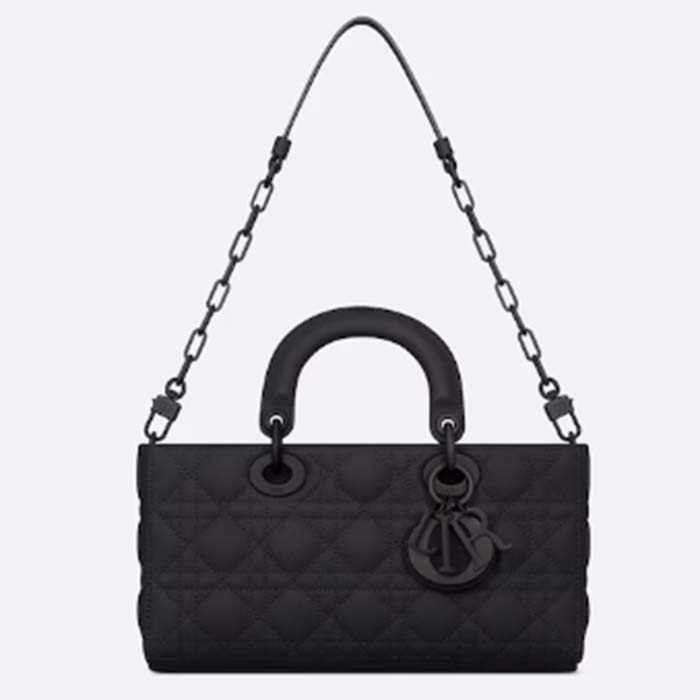 Dior Women CD Medium Lady D-Joy Bag Ultramatte Black Cannage Calfskin