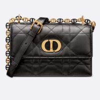 Dior Women CD Miss Caro Mini Bag Black Macrocannage Lambskin (6)