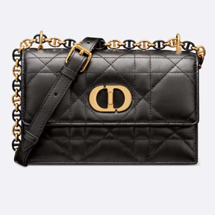 Dior Women CD Miss Caro Mini Bag Black Macrocannage Lambskin