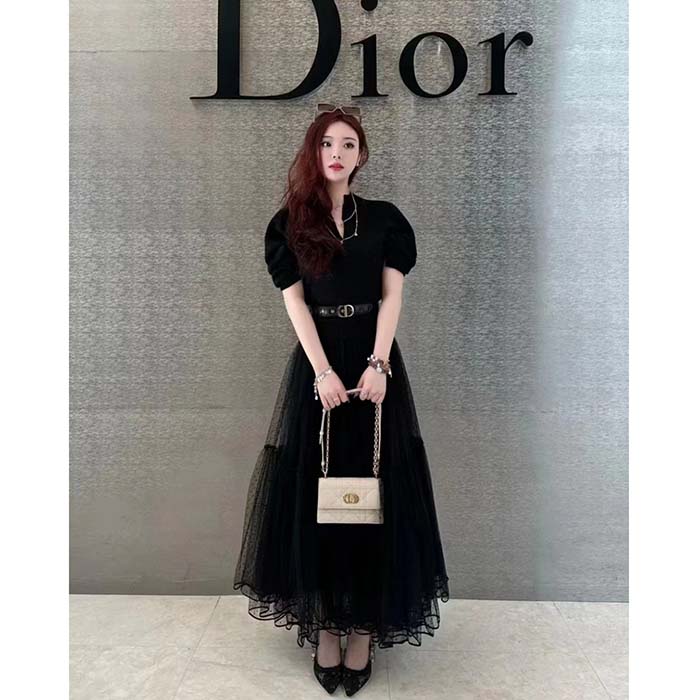 Dior Women CD Miss Caro Mini Bag Caramel Beige Macrocannage Lambskin