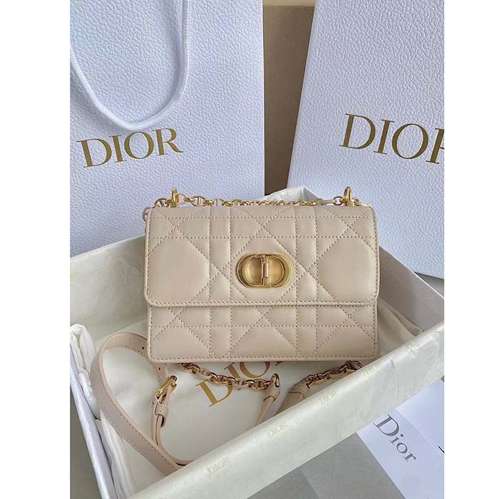 Dior - Miss Caro Mini Bag Latte Macrocannage Lambskin - Women