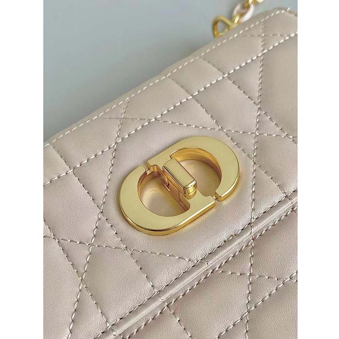 Dior Women CD Miss Caro Mini Bag Caramel Beige Macrocannage Lambskin