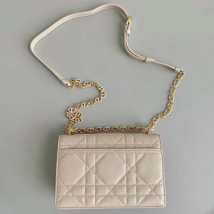 Dior Women CD Miss Caro Mini Bag Caramel Beige Macrocannage Lambskin